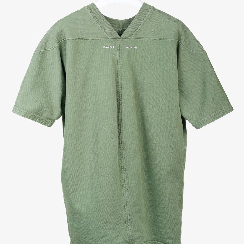 Proenza Schouler Green Boxy Sweatshirt Drop-Sleeve Tunic, Size S